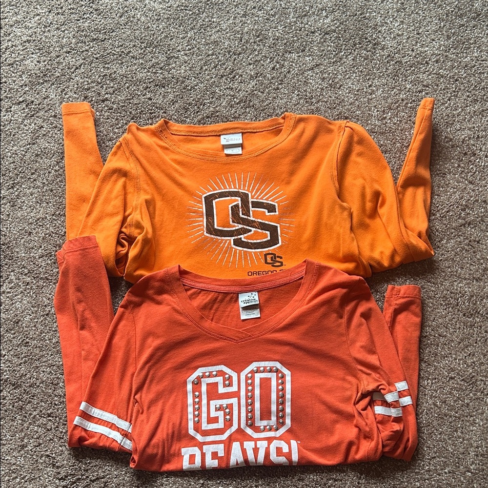 Orange Oregon State Beavers Long Sleeve Shirts size Large